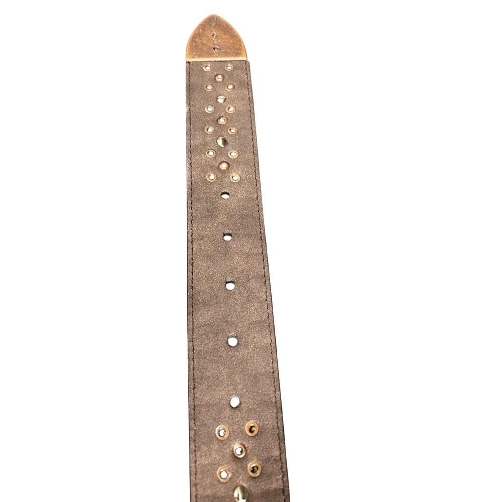 Nocona Womens Brown Western Belt Medium Studded Turquoise‎ Floral Buckle